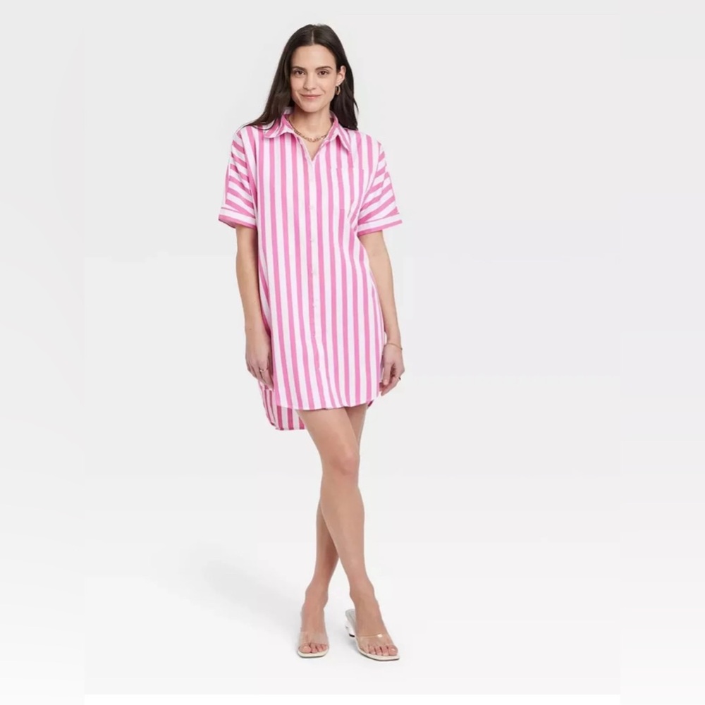 𝗮 𝗻𝗲𝘄 𝗱𝗮𝘆 NWOT Awning Stripe Shirt Dress
